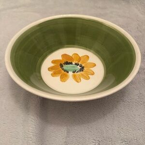 Vintage Japan Green‎ and Yellow Hand Painted Sunflower Bowl